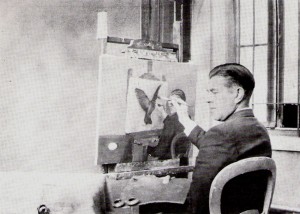 photo de magritte peignant Clairvoyance 1936